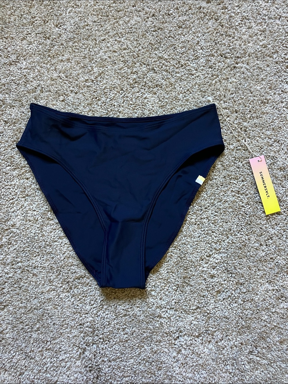summersalt Navy High Leg Mid Rise Bikini Bottom